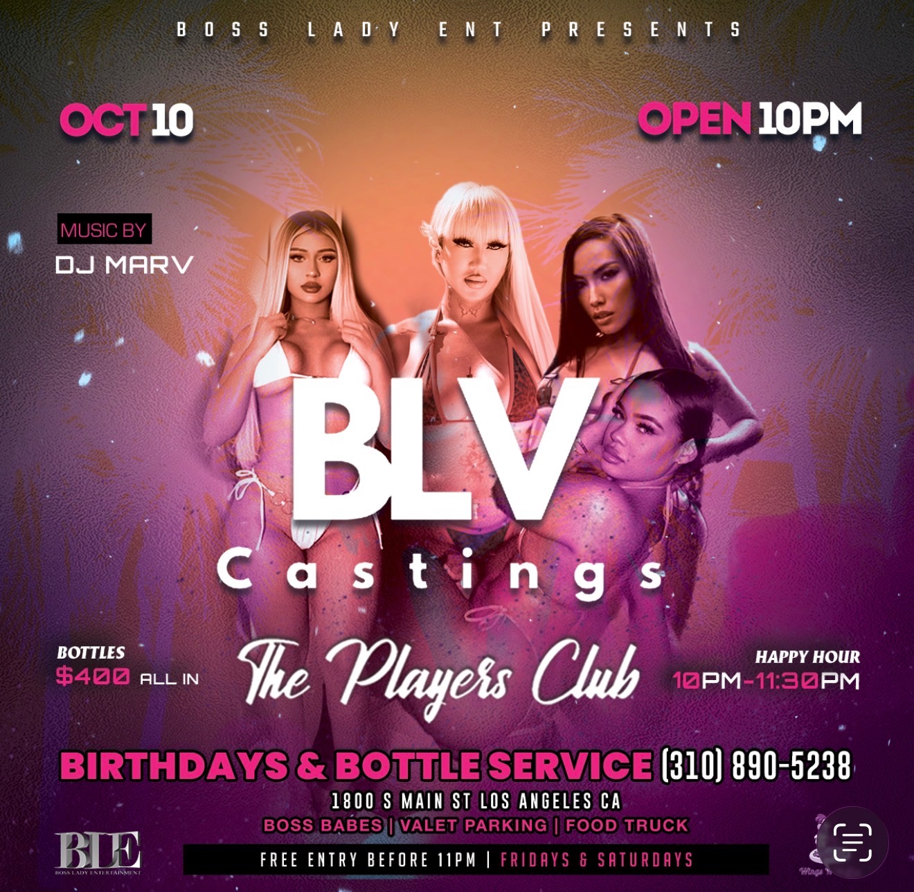 BLV Castings Player's Club event flyer